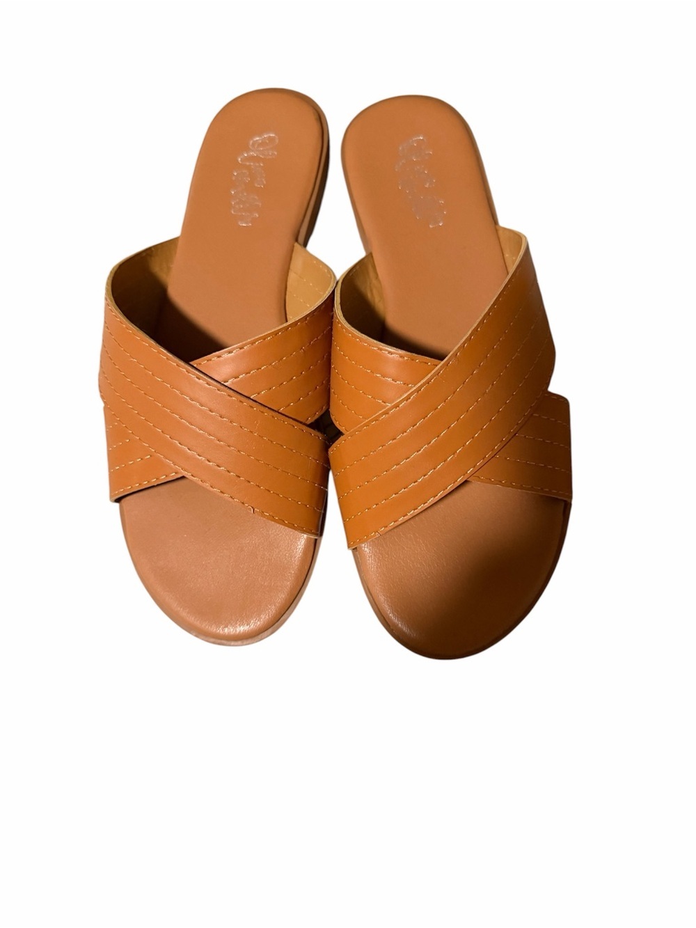 Olivia Miller Classic Tan Crossband Slide Sandals - Women